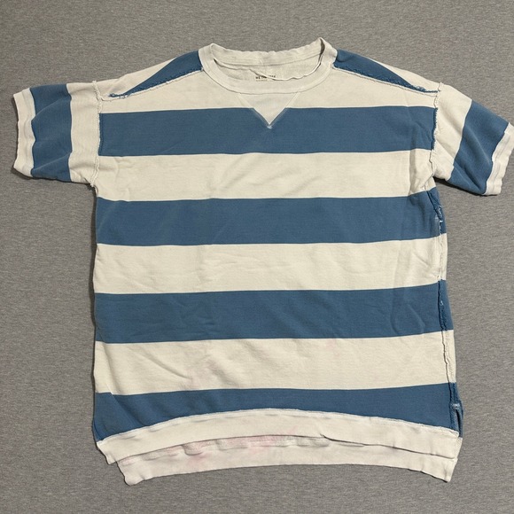 Free People Tops - We The Free Free People Striped Short Sleeve Sweatshirt Blue White Womens XS/S